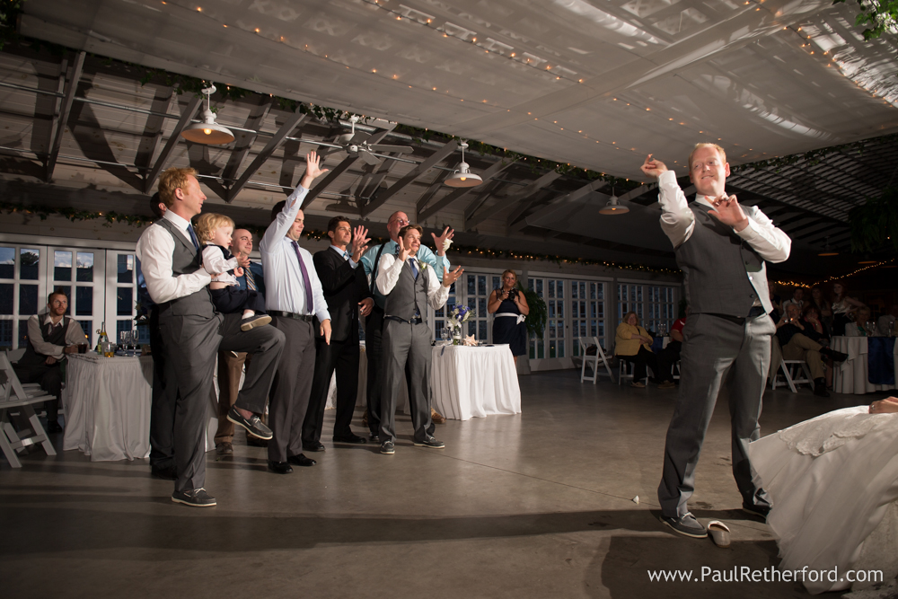 Garter toss with Pluister Entertainment at Castle Farms with www.paulretherford.com